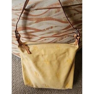 Vintage Dooney & Bourke Signature Canvas Leather Hobo Bucket Bag